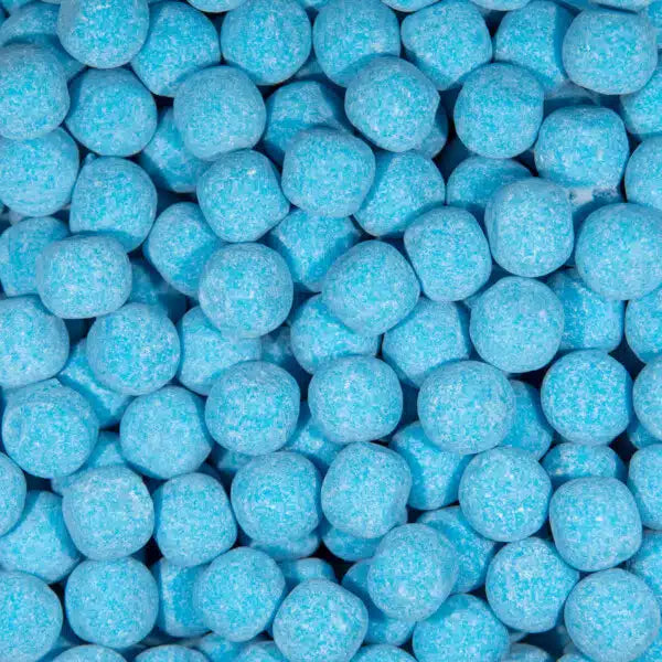 Gummy Galaxy Blue Raspberry Bonbons in vibrant blue, showing shiny, chewy candies with a smooth surface and fruity flavor.