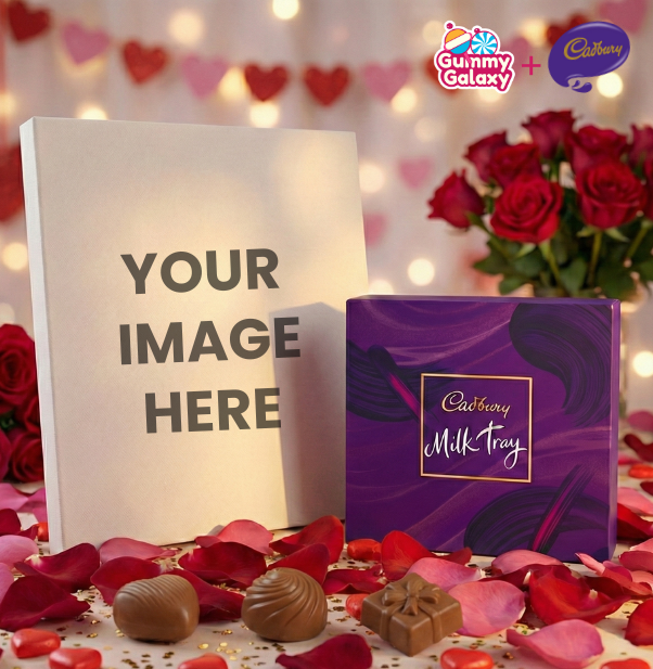 Custom Valentine’s Gift – Your Loved One Surrounded by Sweets & Chocolate