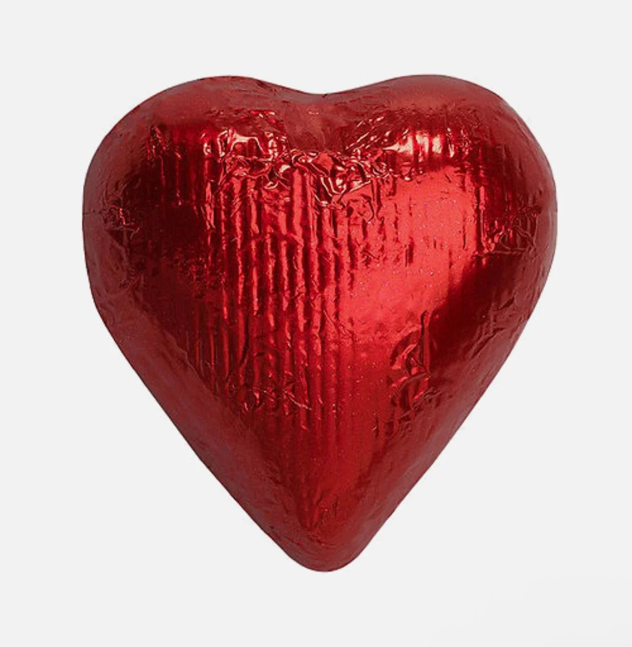 Foiled Gummy Galaxy milk chocolate Valentine hearts in a 100-gram package, featuring shiny foil-wrapped heart-shaped candies.